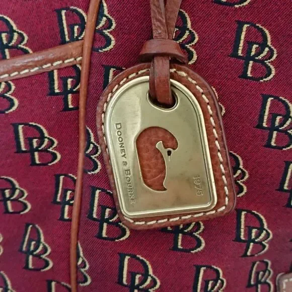 Burgundy Dooney & Bourke logo large tote